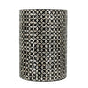 20 Inch Capiz Accent Stool Table Cylindrical Geometric Silver Black By Casagear Home BM286115