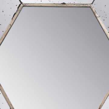 Filo 21 Inch Wall Accent Mirror Raised Tray Edges Hexagonal Mirror Frame By Casagear Home BM286130