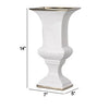 14 Inch Decorative Ceramic Vase Artistic Turned Urn White and Gold Rim By Casagear Home BM286151