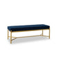 Lola 55 Inch Long Bench with Metal Frame and Padded Seat, Navy Blue Velvet By Casagear Home