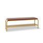 Kipp 55 Inch Shoe Rack Bench Gold Metal Frame Shelf Pink Velvet Seat By Casagear Home BM286210