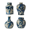 Set of 4 Lidded Jars and Vases Classic Curved Round Blue and White Ceramic By Casagear Home BM286403
