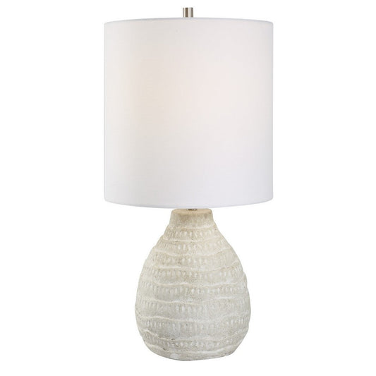 24 Inch Naturally Crafted Table Lamp, Porcelain Ceramic, Classic, White By Casagear Home