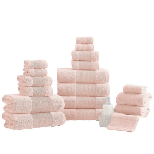 Lyra Towel Set | 18 Piece | Ultra Soft Cotton | Blush Pink