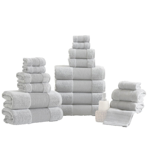 Lyra Towel Set | 18 Piece | Ultra Soft Cotton Yarn | Gray