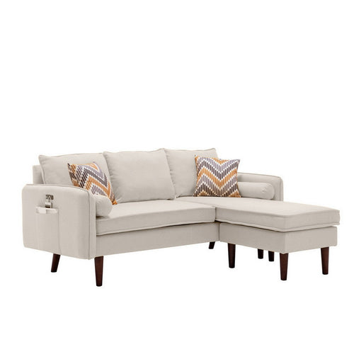 Ranon Sectional Sofa | 70" | USB Port | Side Pocket | Beige