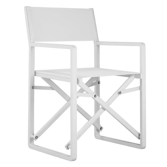 Keli 20 Inch Outdoor Armchair, Crisp White Finish, Foldable, Set of 2 By Casagear Home