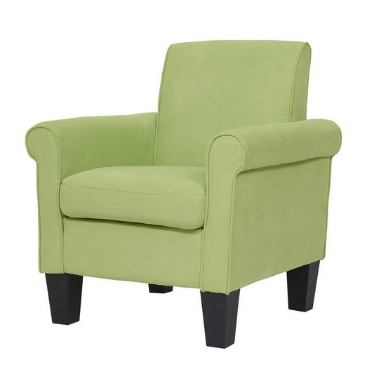 Kian 29 Inch Modern Accent Armchair with Rolled Arms, Green Microfiber By Casagear Home