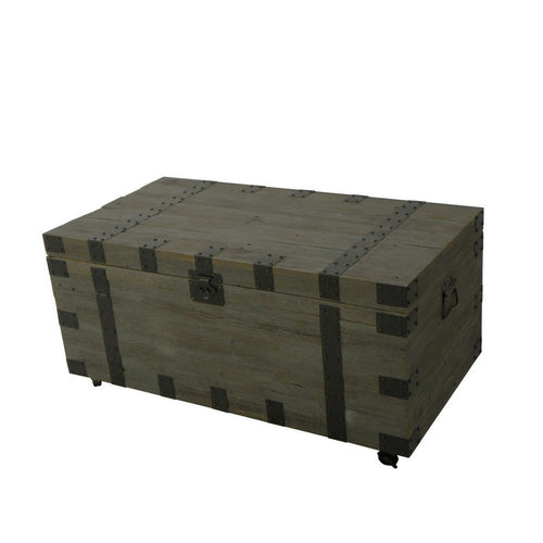 Trunk Coffee Table | 41" | Storage | Reclaimed Green Wood | Black