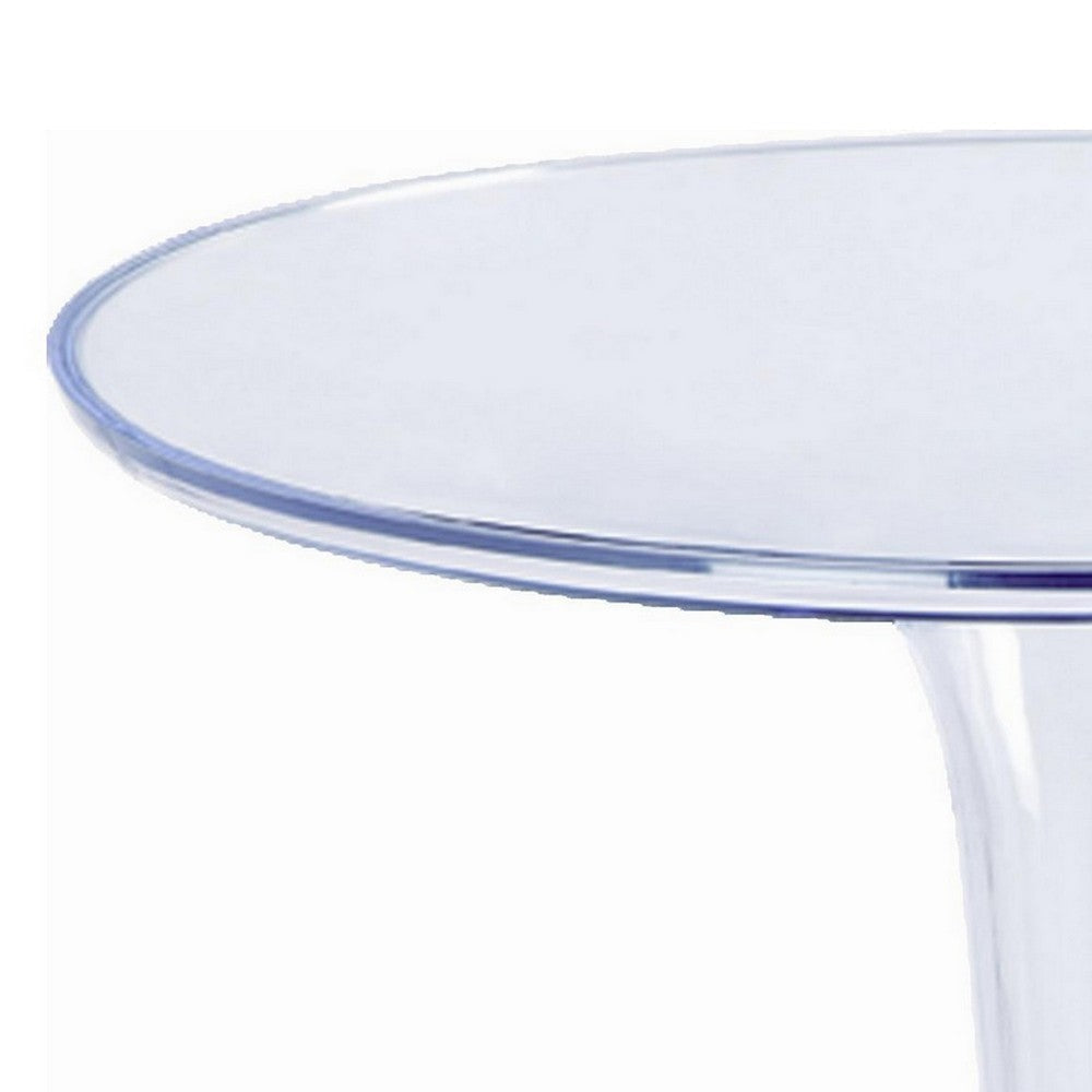 20 Inch Modern Side Accent Table Clear Round Tabletop and Tapered Base By Casagear Home BM288113