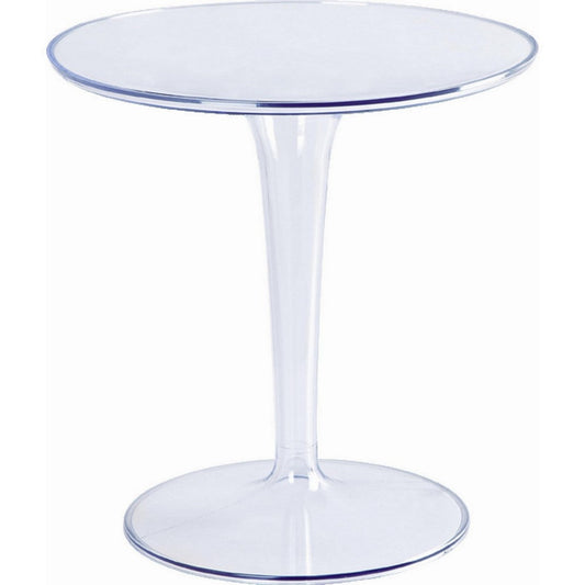 20 Inch Modern Side Accent Table, Clear Round Tabletop and Tapered Base By Casagear Home
