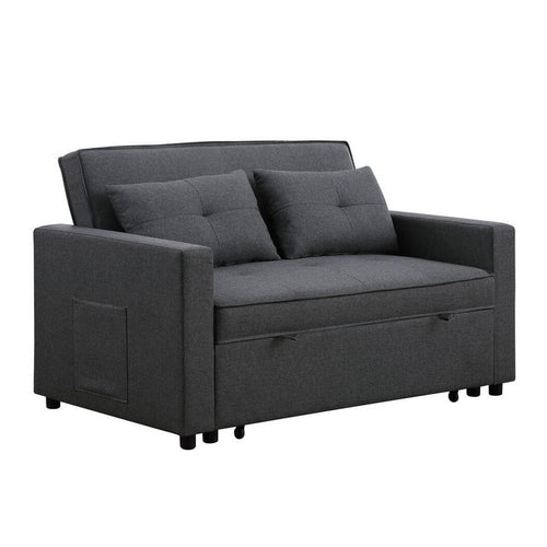 Vito Sleeper Loveseat | 56" | Side Pocket | Dark Gray Linen