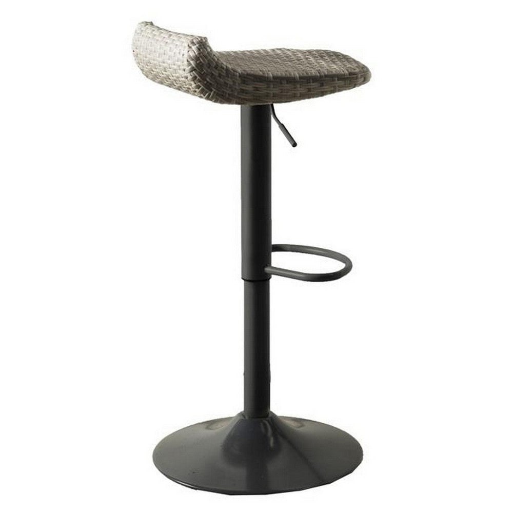 Max 34 Inch Outdoor Barstool Gray Resin Woven Wicker Foldable Set of 2 By Casagear Home BM293658