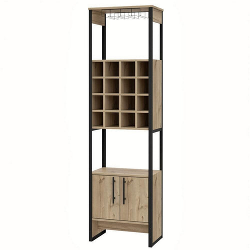 Isa Bar Cabinet | 71" | 16 Cubbies | Natural Brown Wood