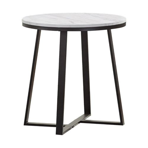 End Table | 24" | White Marble Top | Artisanal Metal Frame
