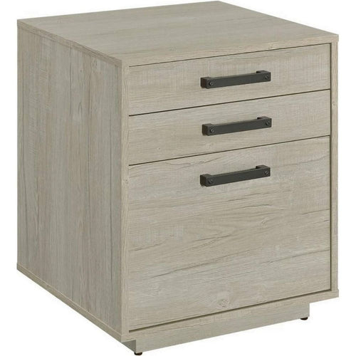 File Cabinet | 25" | 3 Drawers | Whitewashed Gray Wood Frame