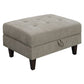 34 Inch Storage Ottoman, Birchwood, Tufted Seat, Gray Chenille Fabric By Casagear Home