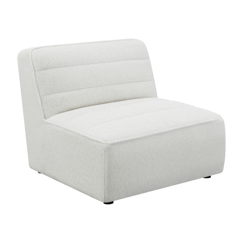 Kea Armless Chair | 35" | Channel Tufted | Faux Sheepskin