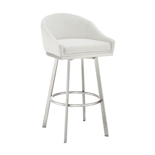 Sheryl Counter Stool | 26" | Swivel | Low Back | White Faux Leather
