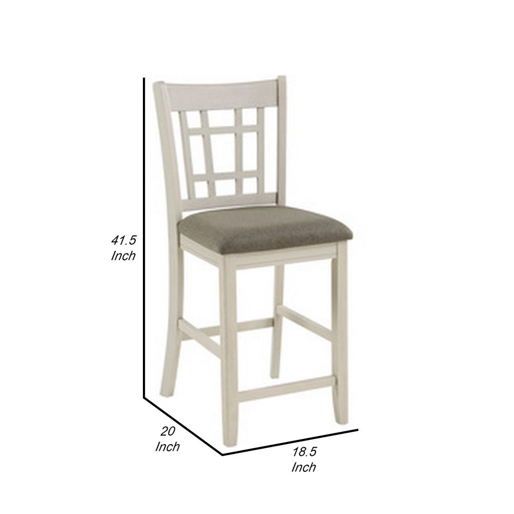 Glee 26 Inch Counter Height Chair Set of 2 Antique White and Brown Finish By Casagear Home BM295907
