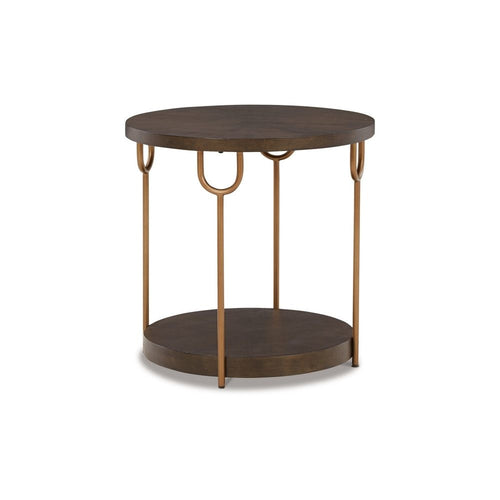 Side Table | 24" Round | Espresso Top | Gold Metal Legs