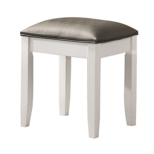 Felicity Vanity Stool | 16" | Upholstered Seat | Glossy White Frame
