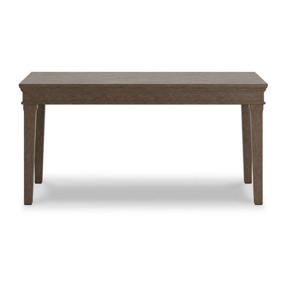 63 Inch Home Office Desk Acacia Wood Top Wire Brushed Weathered Gray By Casagear Home BM296971
