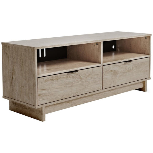 59 Inch TV Media Entertainment Center, 2 Drawers, Butcher Block Pattern  By Casagear Home
