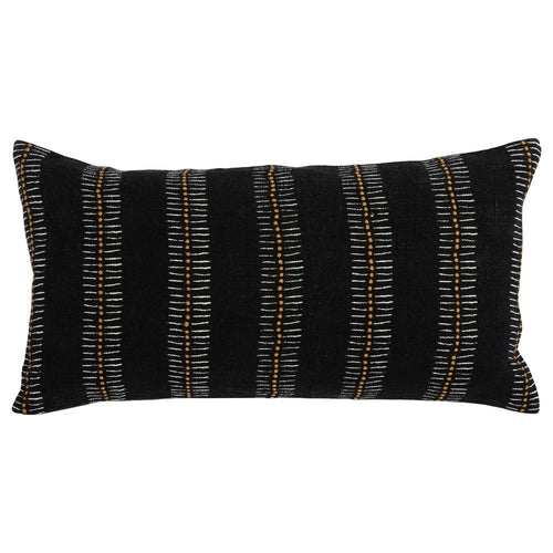 Accent Pillow | 14 x 26 | Gold Print | Black Linen