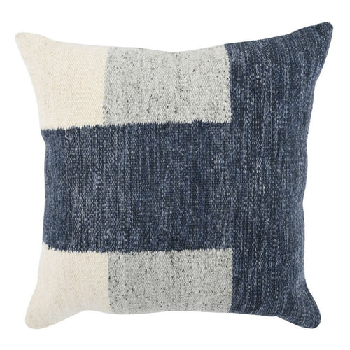 Accent Pillow | 22" | Color Block | Blue Gray & White