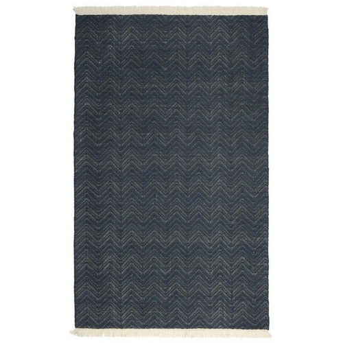 Lusia Area Rug | 2 x 3 | Herringbone | Dark Navy | Soft Fringes