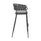 Viji 26 Inch Counter Stool Chair Gray Faux Leather Fabric Back Black Iron By Casagear Home BM298913