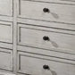 Zea 58 Inch Wood Dresser 6 Drawers with Black Knobs Turnip Legs Gray By Casagear Home BM298956