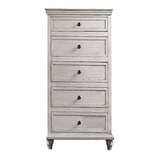 Zea Tall Dresser | 50" | 5 Drawers | Gray Wood | Black Metal Knobs