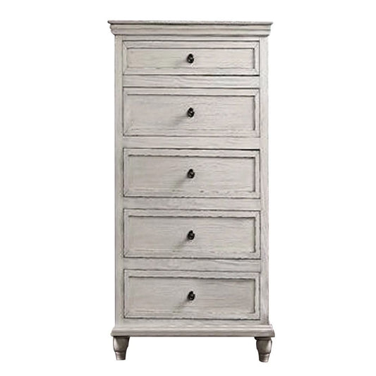 Zea 50 Inch Wood Tall Dresser Chest, 5 Drawers with Black Metal Knobs, Gray By Casagear Home