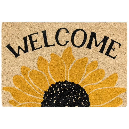 Sunflower Doormat | 24 x 36 | Coir | Yellow Black | Ivory Base