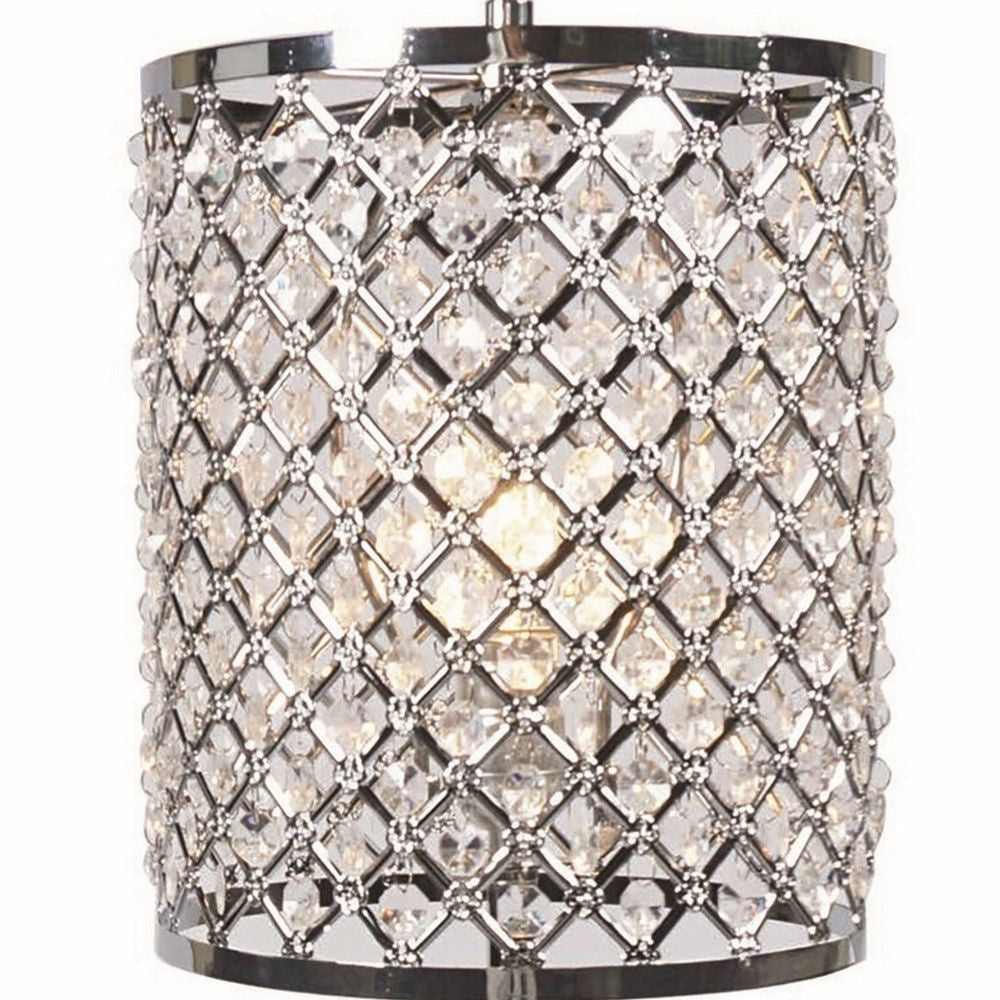 24 Table Lamp Crystal Shade Metal Accents Chrome By Casagear Home BM300851