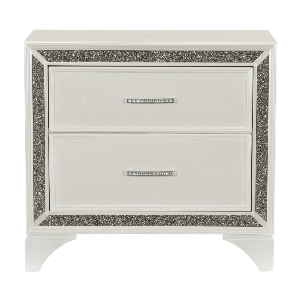 Oro 30 Nightstand 2 Drawers Chrome Silver Trim White By Casagear Home BM300972