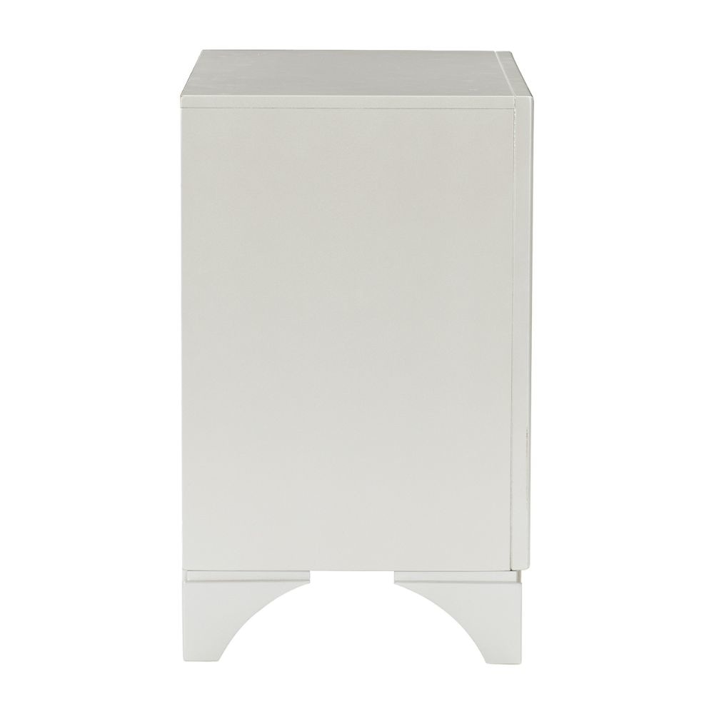 Oro 30 Nightstand 2 Drawers Chrome Silver Trim White By Casagear Home BM300972