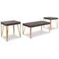 3 Piece Coffee and End Table Set, Steel Legs, Wood Grain Details, Brown By Casagear Home