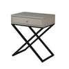Zeno 27 Inch 1 Drawer Nightstand, Glass Top, Black Metal Cross Legs, Taupe By Casagear Home