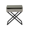 Zeno 27 Inch 1 Drawer Nightstand Glass Top Black Metal Cross Legs Taupe By Casagear Home BM302303