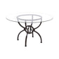48 Inch Round Dining Table, Clear Glass Top, Interlocked Ring Motif Legs By Casagear Home