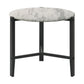Zuko 24 Inch Round End Table White Faux Marble Design Black Legs By Casagear Home BM302511