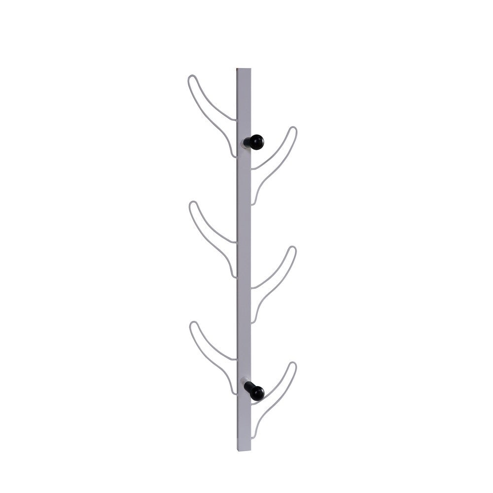 Buy 34 Inch Wall Mounted Coat and Hat Rack with 8 Hooks, Silver Metal Frame  By Casagear Home