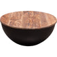 28 Inch Storage Coffee Table Round Drum Silhouette Brown Wood Black Base By Casagear Home BM303182