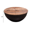 28 Inch Storage Coffee Table Round Drum Silhouette Brown Wood Black Base By Casagear Home BM303182