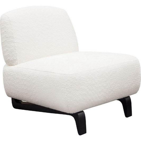 Ikka 30 Inch Padded Armless Chair, Crisp White Faux Sheepskin Upholstery By Casagear Home