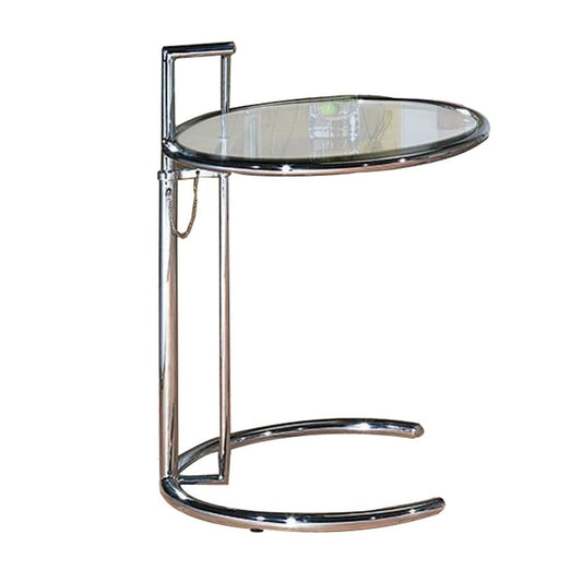 25-35 Inch Adjustable Height Glass Side End Table, Cantilever Base, Clear By Casagear Home