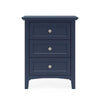 Fritz 30 Inch Nightstand 3 Drawers Nickel Round Handles Solid Wood Blue By Casagear Home BM305982